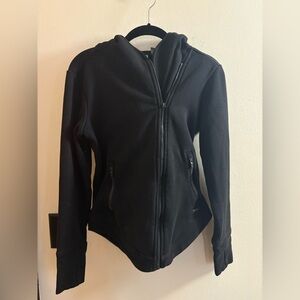 Athleta Easy Cozy Karma Jacket Black Asymmetrical Hooded Full Zip XS